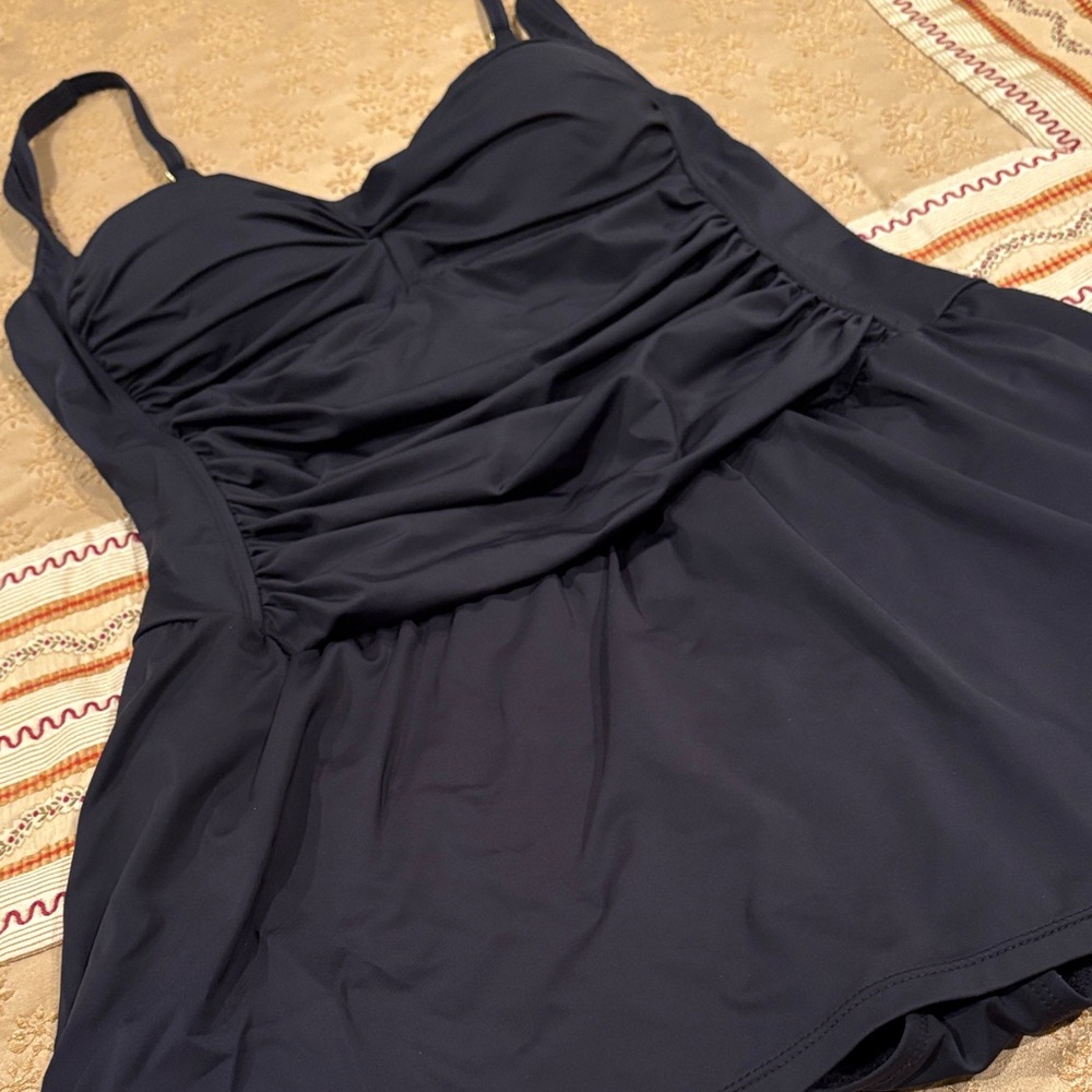 Rose Marie Reid Swimdress, Black, Sweetheart Neck, Built-in Bra, Adj, Straps, XL